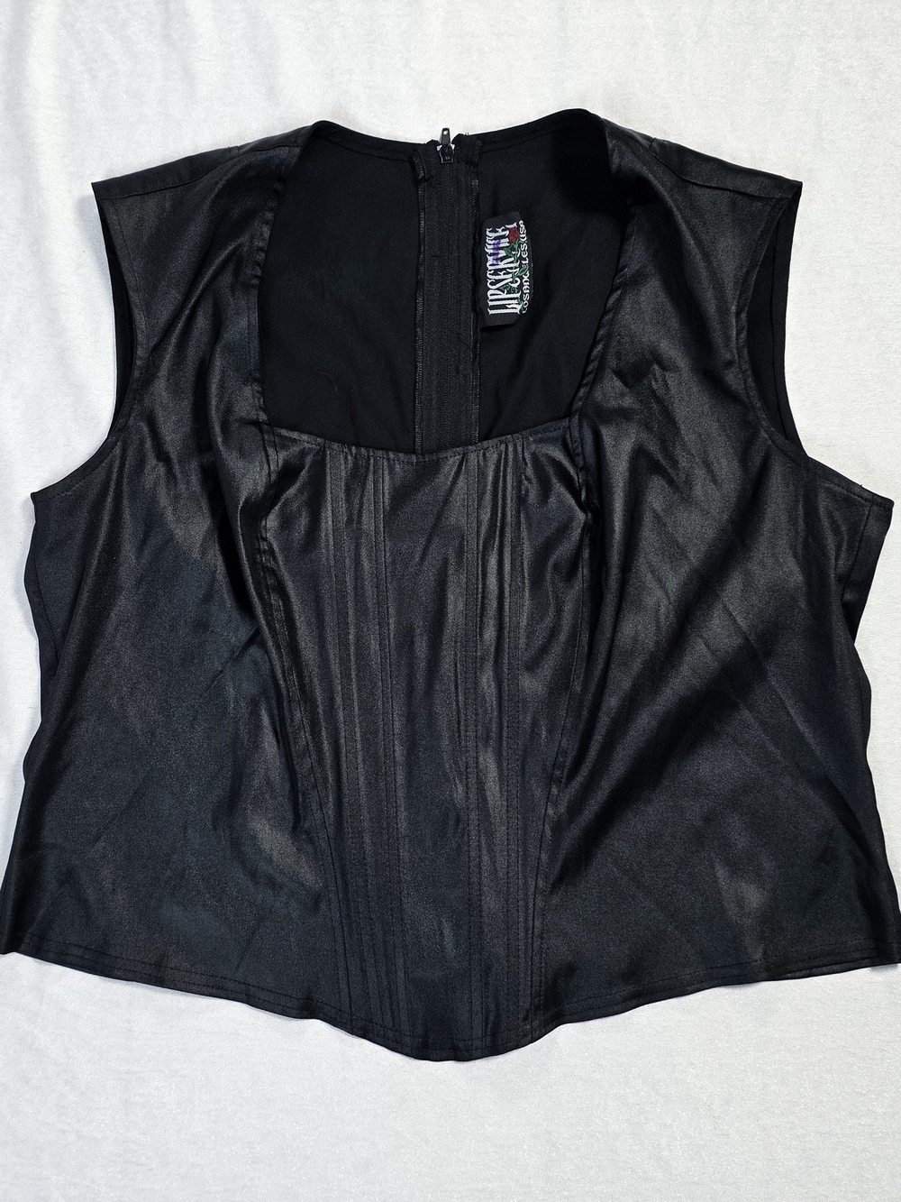 Lip Service x Torrid Vintage Y2K Goth Bustier Satin Black Bustier Tank Top